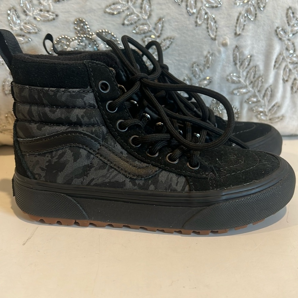 Boy’s Vans size 12 high top Black camo sneakers